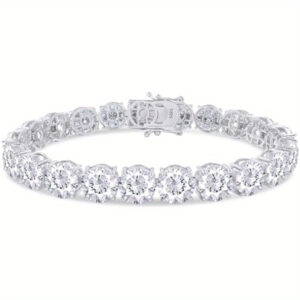 1pc 68-84 carat tennis bracelet, 10mm round laboratory synthetic, 925 sterling 925 Silver bracelet for men and women alike 7 to 8.5 inches