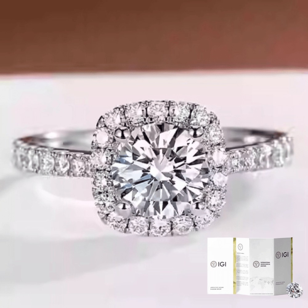 1pc 0.5-1.05 Carat Laboratory-Lab-grown Diamond of D Color and VS Clarity Engagement and Wedding Ring, Men'S and Women'S Suitable for Banquets, Parties, Official Occasions, Anniversary Gifts, Without Battery