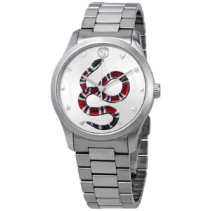 Gucci YA1264076 38 mm Silver (Snake Motif) Dial Silver-tone Stainless Steel Quartz Unisex Watch