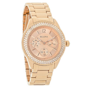 Bulova Quartz Women's Boyfriend Crystal Rose Gold-Tone Watch 97N100