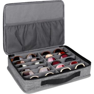 Bukere Sunglasses Organizer Case Adjustable Slots for Multiple Pairs Travel Eyeglasses Storage Box Glasses Holder
