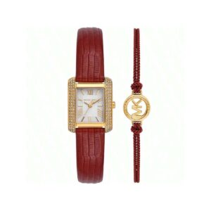 Michael Kors Women's Emery Set 14mm Strap White Dial Quartz Movement Buckle Clasp 22mm Square Watch