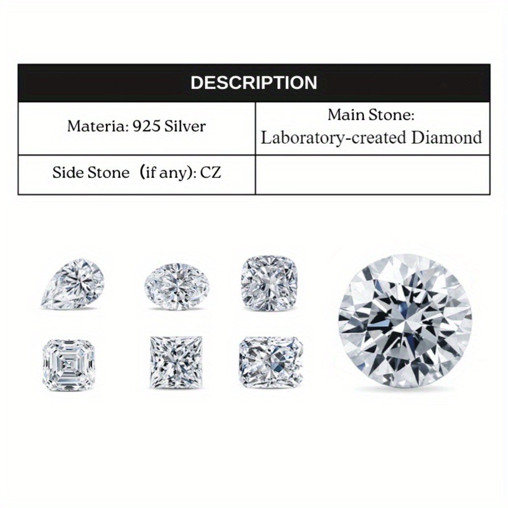 1pc 0.5-1.05 Carat Laboratory-Lab-grown Diamond of D Color and VS Clarity Engagement and Wedding Ring, Men'S and Women'S Suitable for Banquets, Parties, Official Occasions, Anniversary Gifts, Without Battery - Image 2