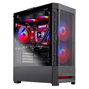 Skytech Gaming Blaze4 Mini Gaming PC, AMD Ryzen 7 7800X3D 4.2GHz, AMD RX 9060XT 16GB, 1TB Gen4 NVMe SSD, 32GB DDR5 RAM 6000, 850W GOLD PSU, 240 ARGB AIO, Wi-Fi, Win 11, Desktop