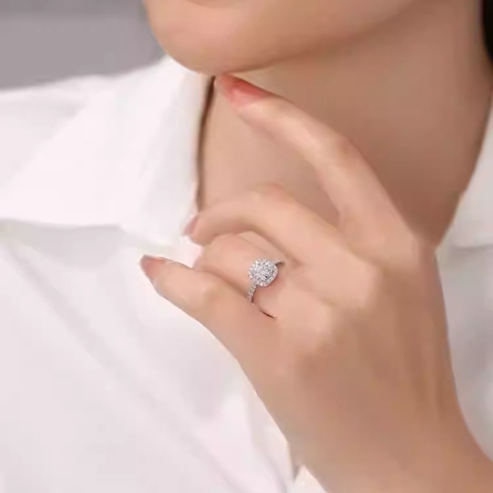 1pc 0.5-1.05 Carat Laboratory-Lab-grown Diamond of D Color and VS Clarity Engagement and Wedding Ring, Men'S and Women'S Suitable for Banquets, Parties, Official Occasions, Anniversary Gifts, Without Battery - Image 3