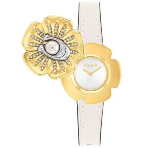 Coach Women's Tea Rose 14504151 Strap White Dial Quartz Movement Buckle Clasp 29mm Round Watch