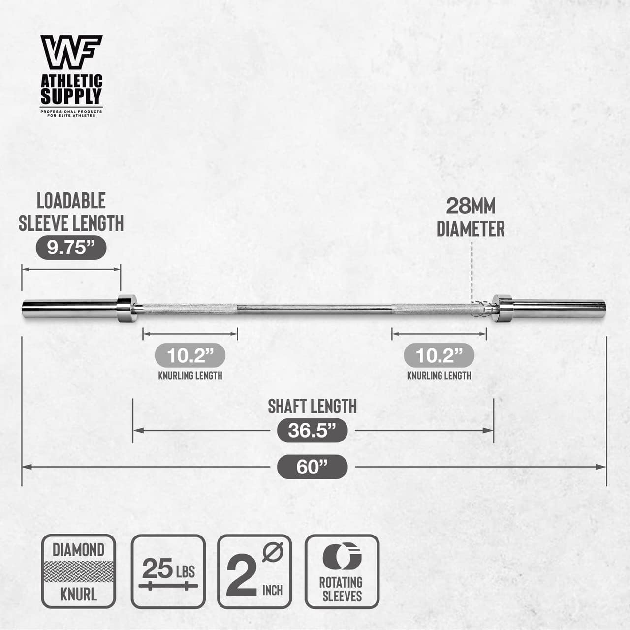 5 FT 2-Inch Barbell Bar for Weight Plates, 25 lb Barbell, Womens Barbell, Weight Bars for Lifting, 2 Inch Barbell for Strength Training, 5 foot - Image 6