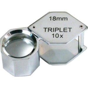 10x Triplet Hexagon Chrome Plated Eye Loupe Jewelers Magnifier Tool