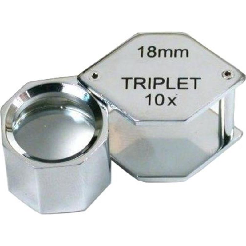 10x Triplet Hexagon Chrome Plated Eye Loupe Jewelers Magnifier Tool