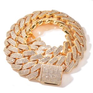 New European and American hip-hop 20mm curved Golden Cuban chain, the same collarbone chain for men and women, fashionable and cross-border wholesale