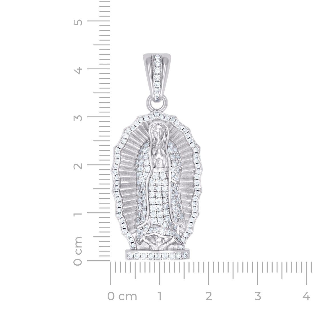 925 Sterling Silver Unisex Cubic Zirconia Virgin Mary/guadalupe Religious Charm Pendant Necklace 43.4x19.2mm Wide-Pendant for Women - Image 2