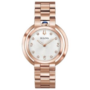 Bulova Rubaiyat Women's Diamond Rose Gold Tone Steel Quartz Watch 97P130