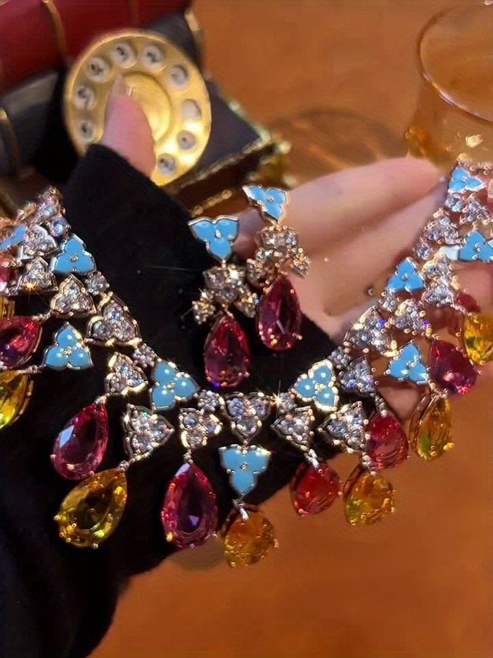 2pcs Elegant Teardrop Necklace & Earrings Set 18K Golden plated 18K Golden plated, September Birthstone (Synthetic Stone) for, Wedding/Party/Anniversary/Valentine's/Christmas Gift, Year-Round Wear for Birthdays & Special Occasions, for Teenager - Image 9