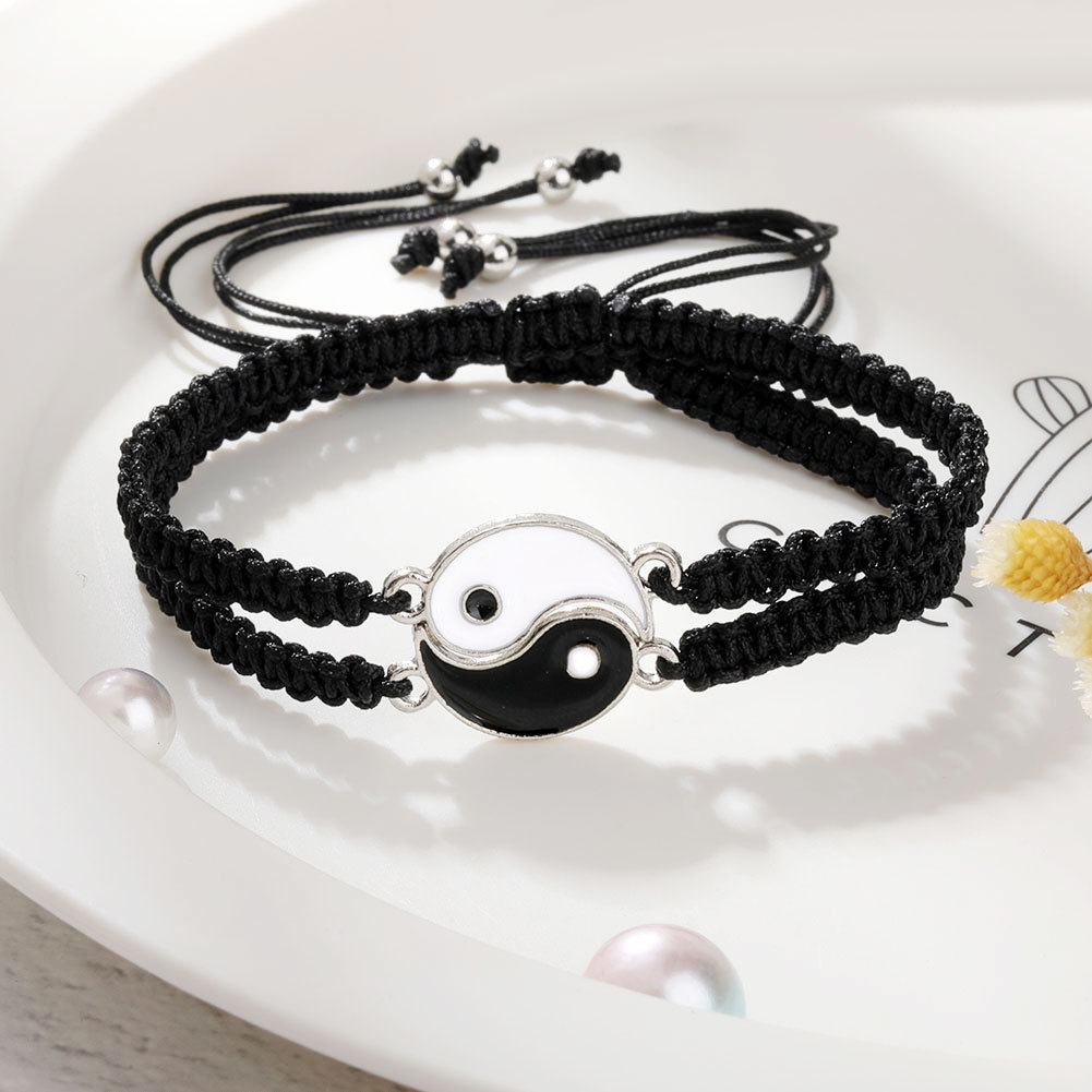 2pcs Best Friend Bracelets for 2 Adjustable Cord Thread Yin Yang Matching Bracelet for Bff Friendship Relationship Friendshop Boyfriend Girlfriend Valentines Gift, Suitable for Women - Image 5