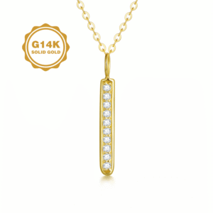 14K Solid Golden Bar Necklace for Women