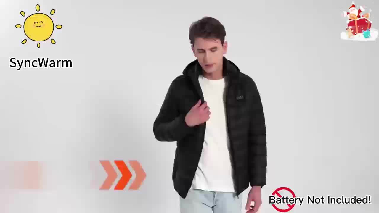 Men'S Winter Jacket, Smart Heated Jacket for Men, Adjustable Temperature Control in Size 36, Fitted Hooded Winter Coat, Battery-Powered (Compatible with Smart Banks/Power Banks) - Machine Washable Fabric, Suitable for Outdoor Activities And Casual W - Image 7
