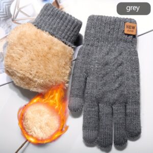 1pair Warm Thick Plush Fleece Lined Touchscreen Double Layer Winter Gloves