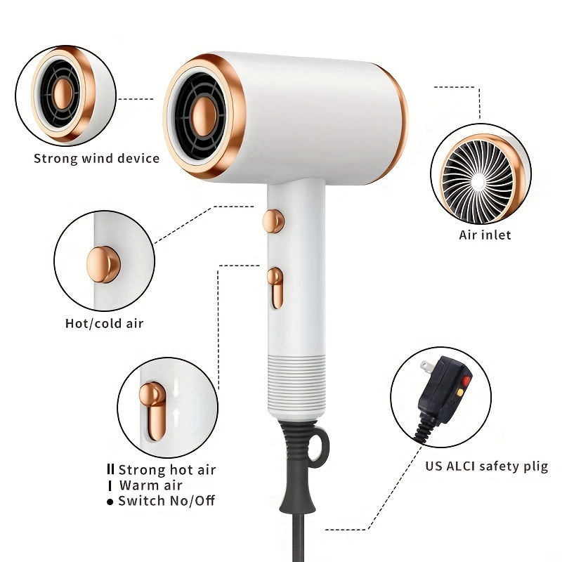 Professional Ionic Hair Dryer with Diffuser Attachment - Ionic Technology for faster drying, 2 Speeds & 3 /Cool Settings, Ionic generator ionizes the air for faster evaporation, Brushed Motor for Straight/Curly/Wavy Hair - Suitable for Home, Travel - Image 5