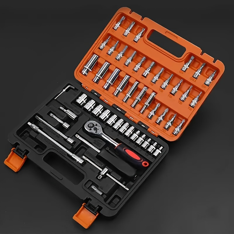 53/82/121/151PCS Heavy Duty Socket Set, (5/16 Inches to 3/4 Inches) And Metric (8 to 22mm) 1/2*1/4 Size, 6-point Design, Including Ratchet Handles, Extension Rods And Joints. Suitable for Automotive, Marine, Motorcycle Maintenance Kits - Image 11