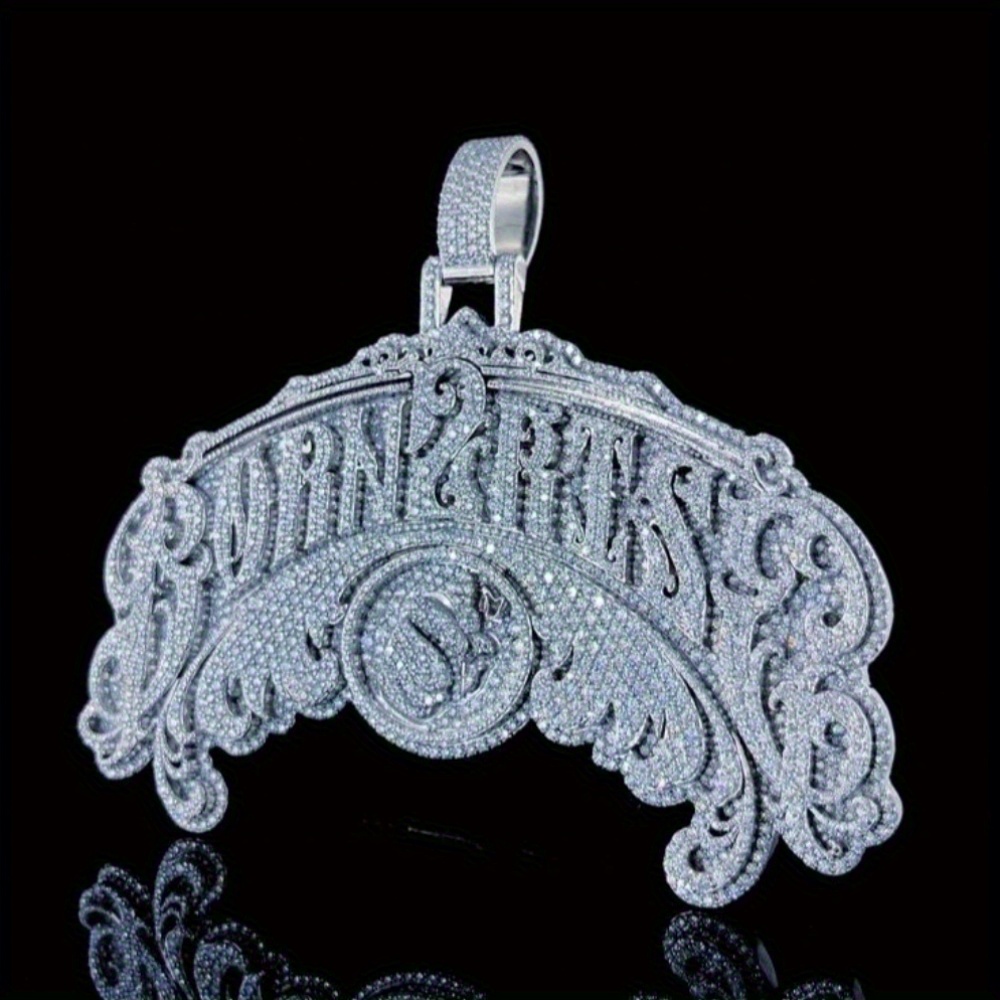 925 Silver Inlaid Full Moissanite Letter Name Fashion Pendant Necklace Men'S Street Trend Necklace Holiday Gifts Birthday Party Gifts Best Gifts for Boyfriends Daily Wear