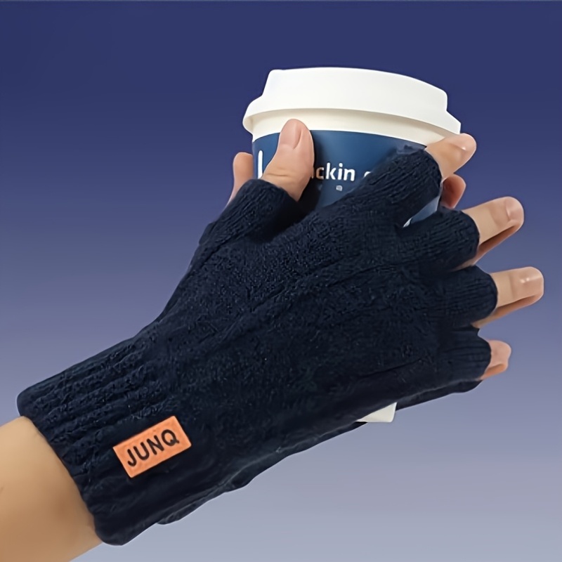 Men'S Alpaca Fleece Winter Gloves - Thermal Insulated Half-Finger Design with Thick Warm Lining, Windproof & Breathable, Machine Washable - Cold Weather Riding, Outdoor Activities - Easy On/off, Winter Gloves, Cold Weather Gear, Casual Style - Image 10