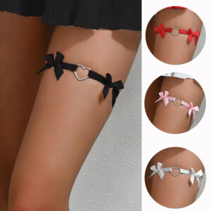 1pc/2pcs Women'S Gothic Punk Leg Ring Adjustable Leg Strap with Bow Tie Sexy Leg Chain in 4 Colors for Daily Wear and Party Accessories, Cute Style, Solid Color, Bow Details, Hand Wash or Professional Dry Clean, Weaving Method, Adult Applicable People
