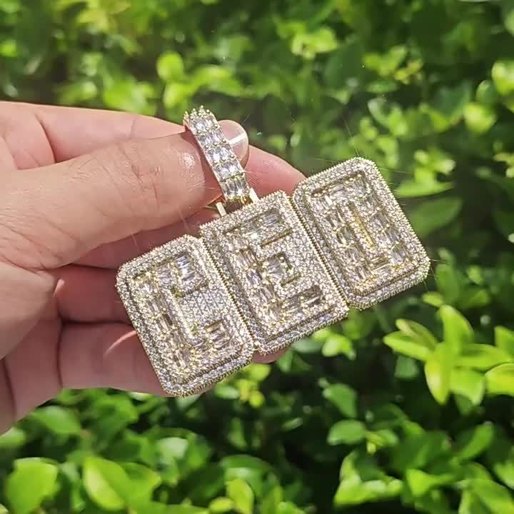 925 Silver Full Moissanite Men's Hip Hop Wing Pendant Letter Necklace Pendant Customised Men's Street Trend Necklace Holiday Gift Birthday Party Gift Best Gift for Boyfriend Daily Wear - Image 8