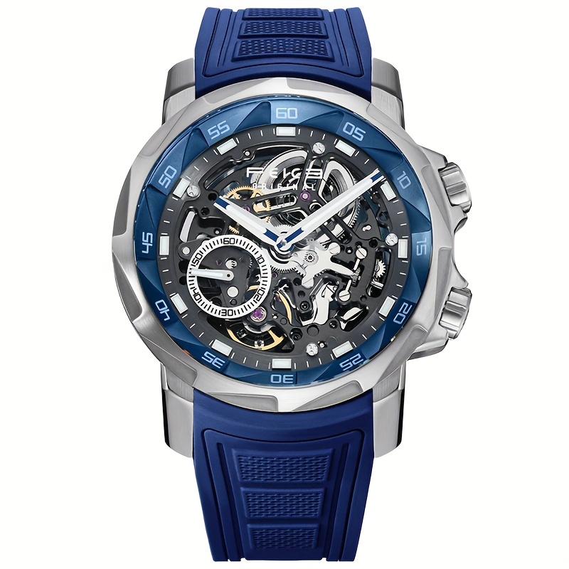 FEICE New Men's Watch Storm Eye Double Skeleton Men's Wristwatch Automatic Mechanical Watch Sapphire Mirror Silicone Strap Luminous Waterproof Watch for Men Gift FM511, Men's Fashion Accessory, Professional Timepiece, Skeleton Dial Design, Sleek Men's Timepiece, Durable Wristwatch, Highquality Craftsmanship, Automatic Movement Watch, Stylish Professionals, Watch Collectors - Image 3