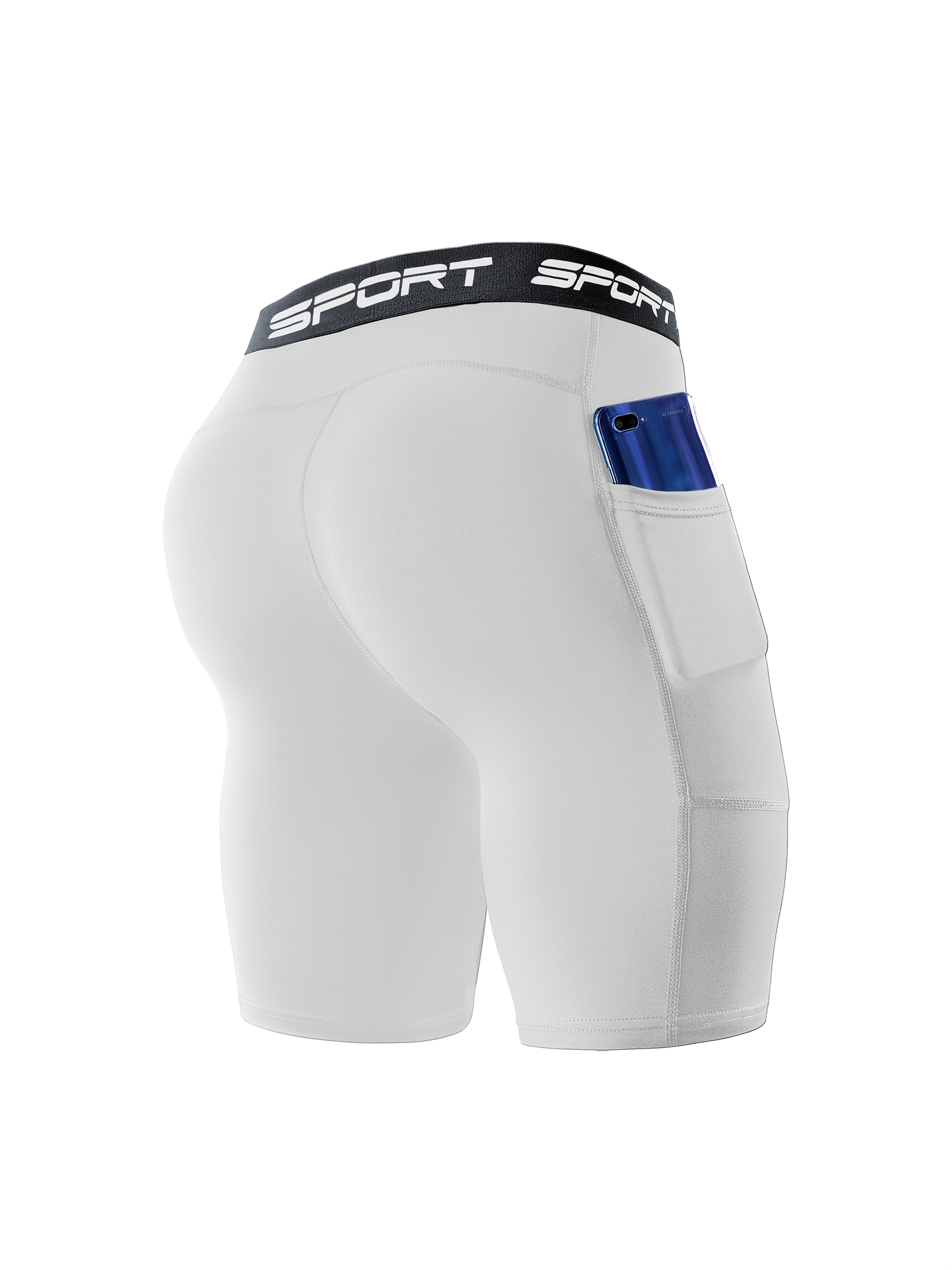 Men'S High-Stretch Compression Athletic Shorts - Breathable & Elastic Gym Shorts with Pockets, All-Season Workout Pants for Running, Yoga, Hiking, Training, Outdoor Activities - Solid Color Design, Workout Shorts, Hiking Gear, Sleek Sportswear - Image 7