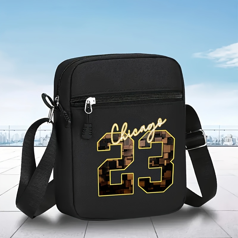 2pcs Chicago 23 Golden Print Baseball Cap & Crossbody Bag Set - Adjustable Snapback Hat with Black Mesh Back, Streetwear Style for Outdoor Sports, Casual Wear - Perfect Gift for Men, Chicago 23 Logo, Mesh Back Hat, Urban Fashion Accessory, Durable Zipper Bag - Image 9