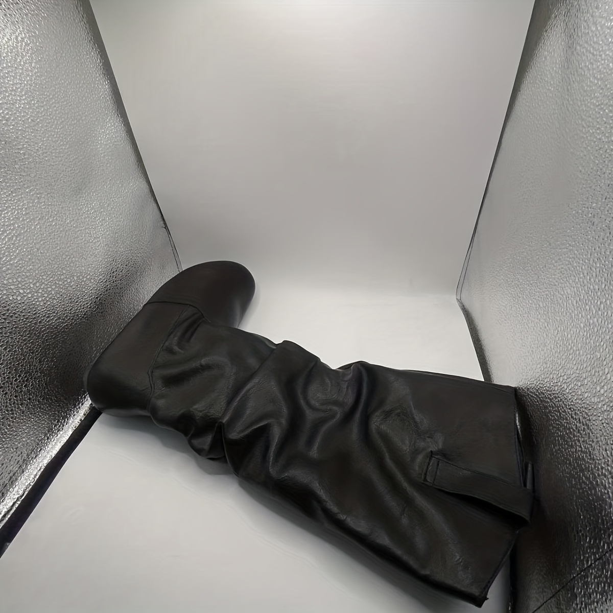 Women's Slouchy Knee-High Boots - Faux Cover Ruched Detail Casual Shoes, Black Stylish Footwear for Daily/Outdoor/Fall/Winter, Perfect Gift for Mom, Sister & Style Enthusiasts on Birthday - Image 8