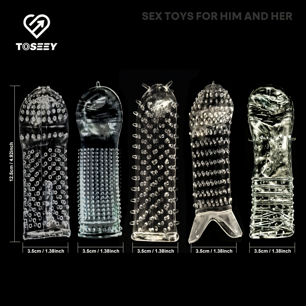 5pcs Reusable Penis Sleeve for Man, Transparent Male Penis Sleeves, Penis Lock Rooster Ring, Dildo Cover Adult Sex Toys for Men, Vagina Stimulation Ring Best Gift, Sex Toys for Men Couple - Image 3