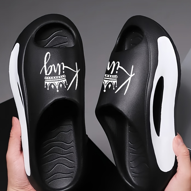 VMI Men's EVA Slides - Open-Toe, Non-Slip Sports Sandals with Arch Support, Ideal for Indoor/Outdoor & Shower Use - Black & White PatternSuitable for Men & Women - Image 5