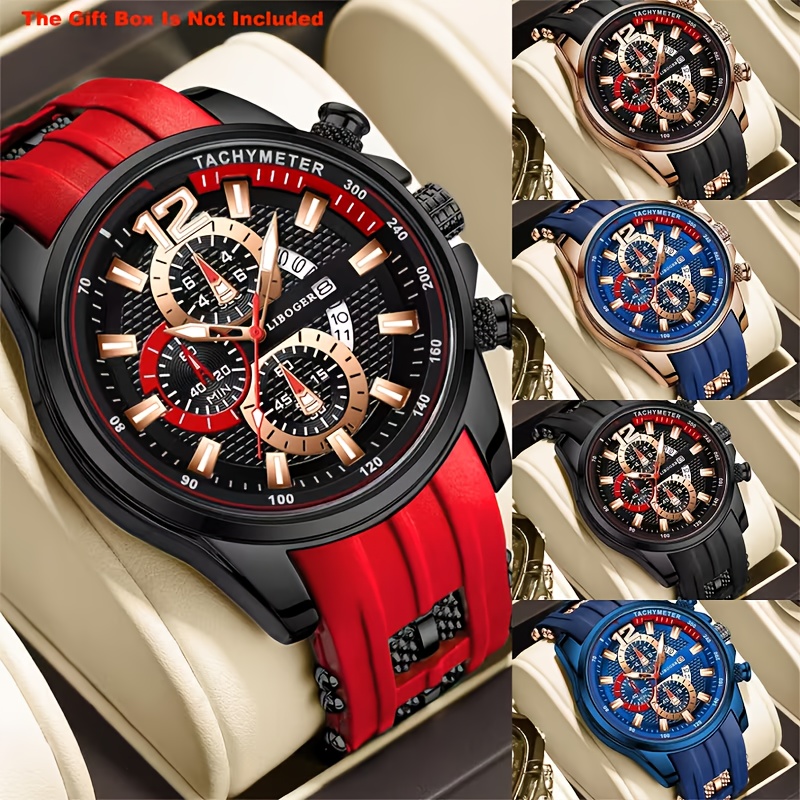 1pc Men'S Fashion Casual Quartz Watch, Silicone Strap, Date Display - Stylish Casual Wristwatch for Casual Attire, Casual Wristwatch | Sporty Watch Design | Quartz Movement, Thanksgiving, Christmas The Perfect Gift Reloj Para Hombre. - Image 5