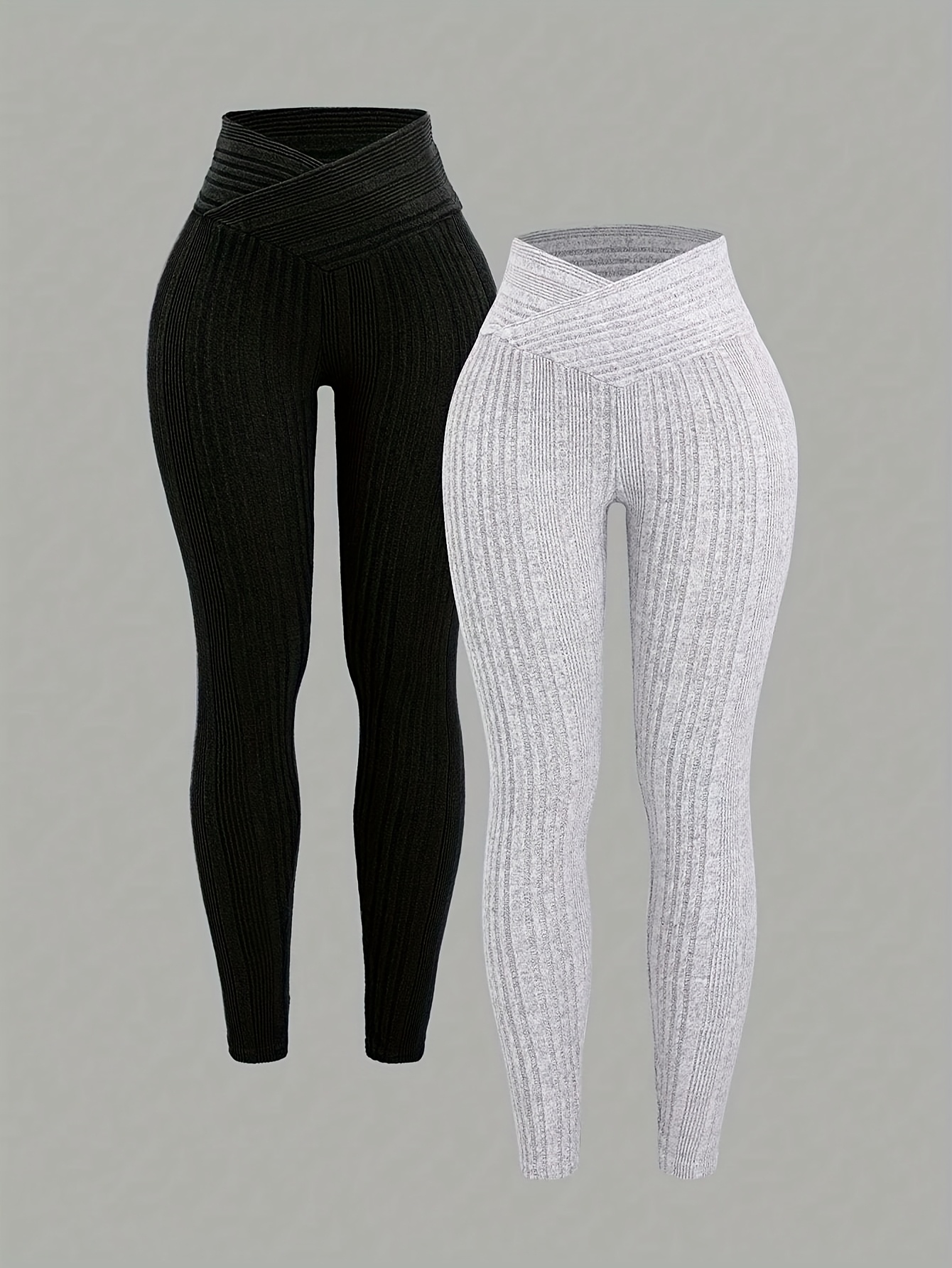 2pcs Women'S High-Waisted Stretch Leggings - Soft Light Beige-Friendly Fabric,…