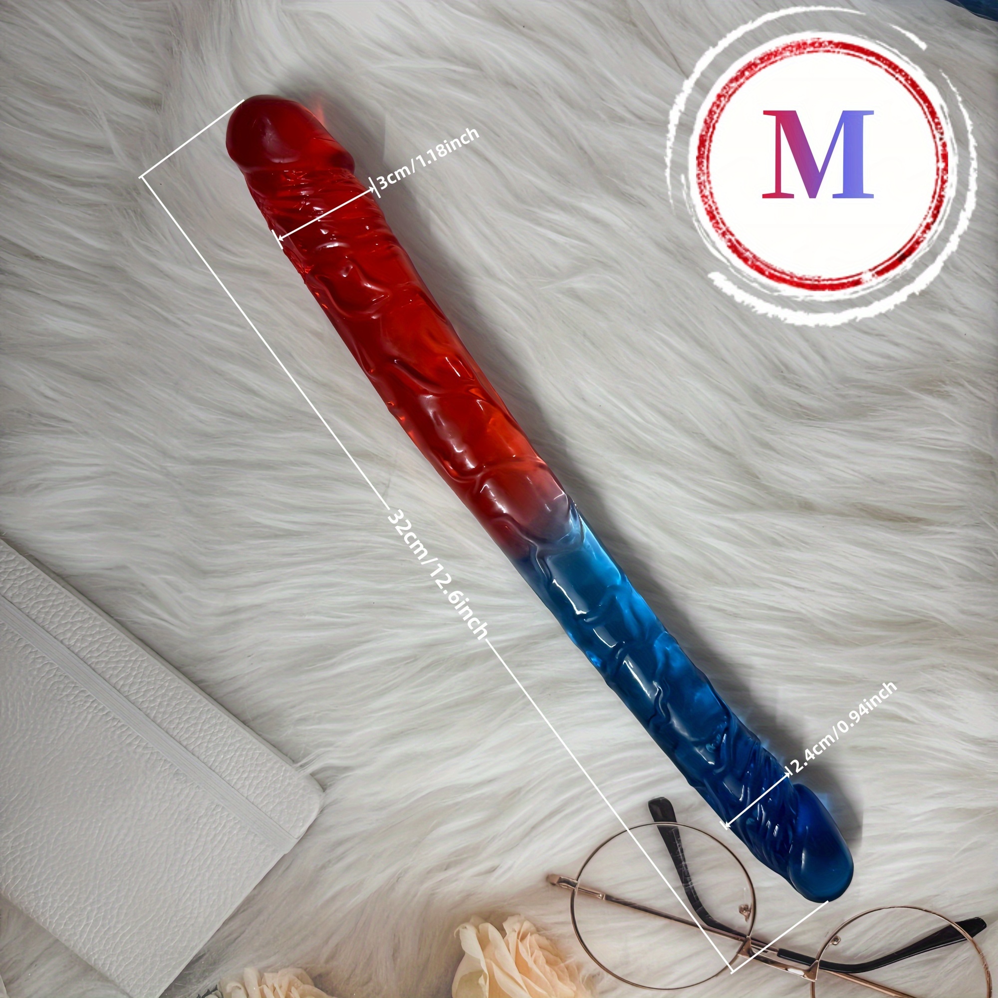 1pc Red and Blue Color-Blocked Jelly Realistic Double-Ended Dildo, Three Sizes Available, Soft and Flexible with Veins and Glans. Suitable for G-Spot and Anal Use, Double-Sided Thickened Adult Sex Toy. Ideal for Women/Men/Couples' Intimate Play - Image 5