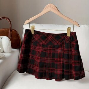 Women's Autumn Vintage Casual Fashion Classic Plaid Pleated A-Line Mini Skirt