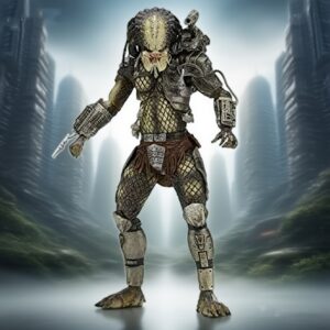 Two Different Styles Of NECA Predator - 7" Scale Action Figure - 30th Anniversary Jungle Hunter Anime Action Figure With Dynamic Action Pose - Highly Detailed Collectible Model Statue With Expressive Eyes & Outstretched Arms