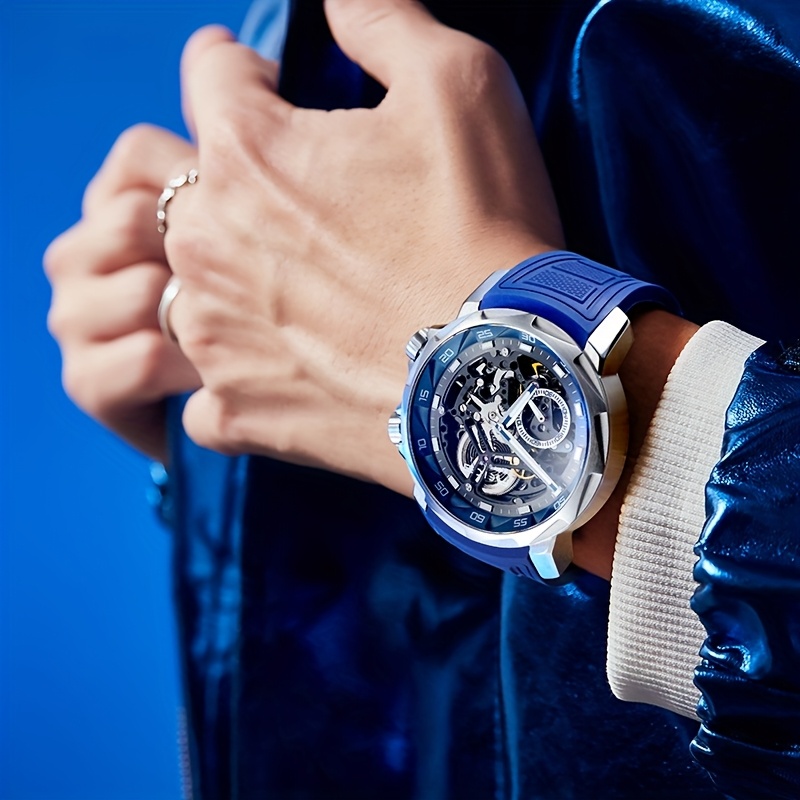 FEICE New Men's Watch Storm Eye Double Skeleton Men's Wristwatch Automatic Mechanical Watch Sapphire Mirror Silicone Strap Luminous Waterproof Watch for Men Gift FM511, Men's Fashion Accessory, Professional Timepiece, Skeleton Dial Design, Sleek Men's Timepiece, Durable Wristwatch, Highquality Craftsmanship, Automatic Movement Watch, Stylish Professionals, Watch Collectors - Image 7