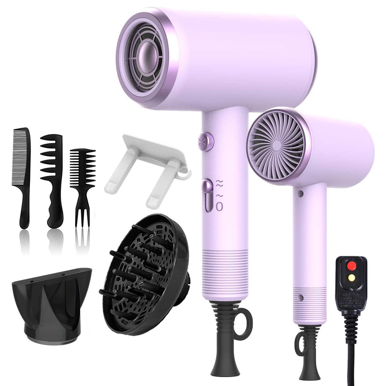 Professional Ionic Hair Dryer with Diffuser Attachment - Ionic Technology for faster drying, 2 Speeds & 3 /Cool Settings, Ionic generator ionizes the air for faster evaporation, Brushed Motor for Straight/Curly/Wavy Hair - Suitable for Home, Travel - Image 11
