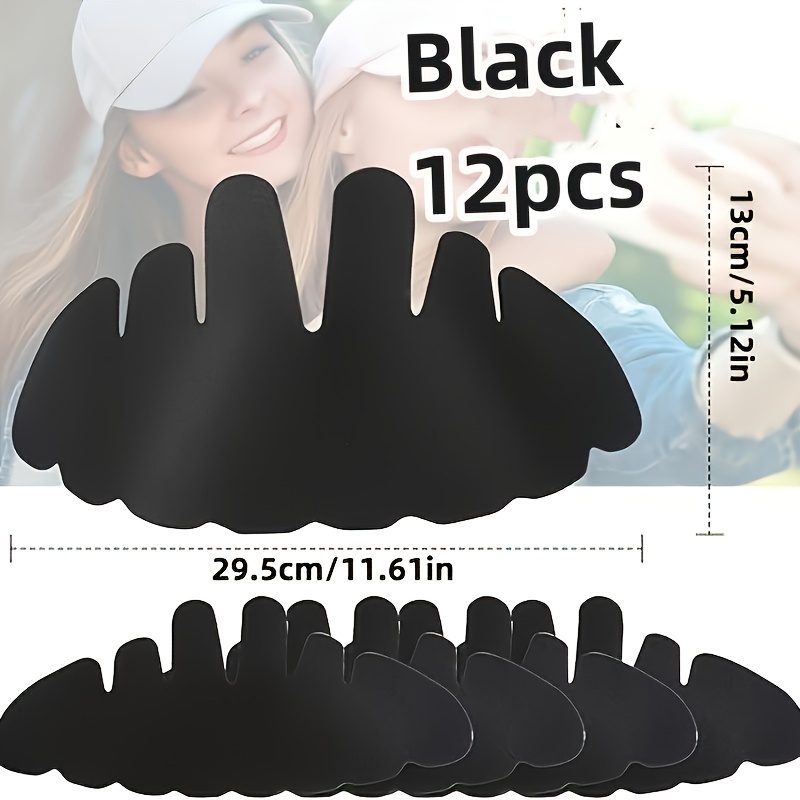 12pcs Sweat-Absorbent Baseball Cap Liners, Washable Flexible Felt Hat Shaper for Sports Hats and Outdoor Hardtops with Wide Brim - White/Black (6pcs White + 6pcs Black) = 12pcs - Image 6