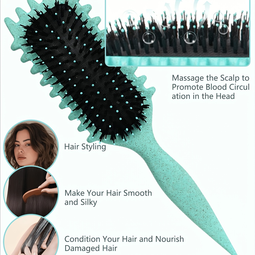 2pcs curly hair comb set - air cushion comb cleaning brush - curly rod styling comb large wave fluffy comb natural curl styling comb dry wet dual-purpose hair salon tools for Women's gift for mother's day mother - Image 2