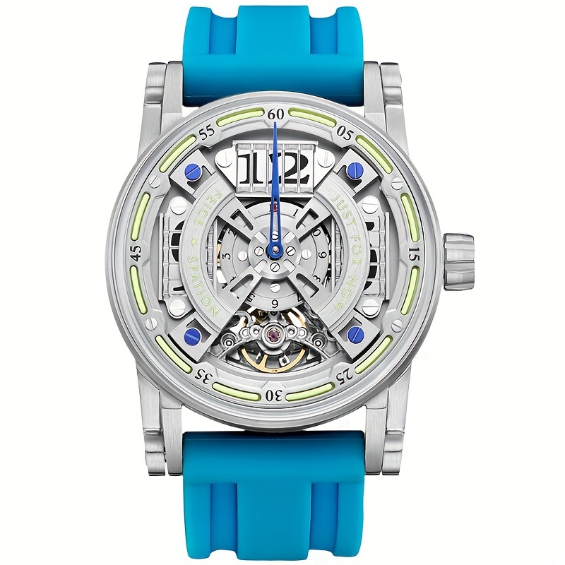 FEICE Brand Business Fashion Men's Watch High-end Automatic Mechanical Watch for Men Skeleton Curved Dial Created-Sapphire Mirror Strong Luminous Men's Wristwatch Blue Silicone Strap Men's Gift, Mechanical Watches for Men High Quality, Watch Automatic for Men, Office Accessory, Professional Timepiece, Modern Men's Timepiece, Skeleton Dial Design, Highend Craftsmanship, Luxury Wristwatch, Business Professionals, Watch Collectors - Image 3