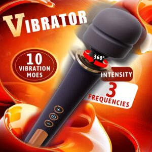 1pc QIIAII Large Wand Vibrator - Rechargeable Silicone Clitoral Nipple Massager with 10 Vibration Modes, 3 Intensity Levels, Silent & Powerful Handheld Adult Sex Toy for Women, Battery-Powered, Ergonomic Design for Pleasure & Discreet Use, Vibrator for Sex, Sleek Cylindrical Design, Durable Construction