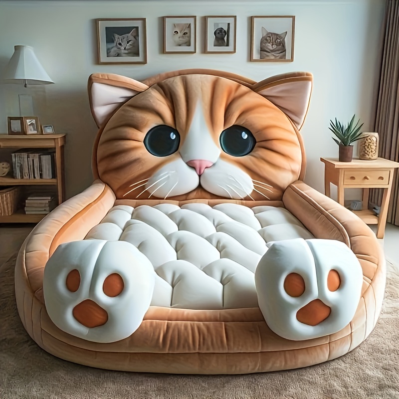 A 5D Diamond Painting Kit Featuring a Design of a "Kitten Bed" with Full Round Acrylic Diamonds, Numbered for Mosaic Art Crafting, Suitable for Unframed Wall Decoration in Living Rooms, Bedrooms, And Offices - Image 3