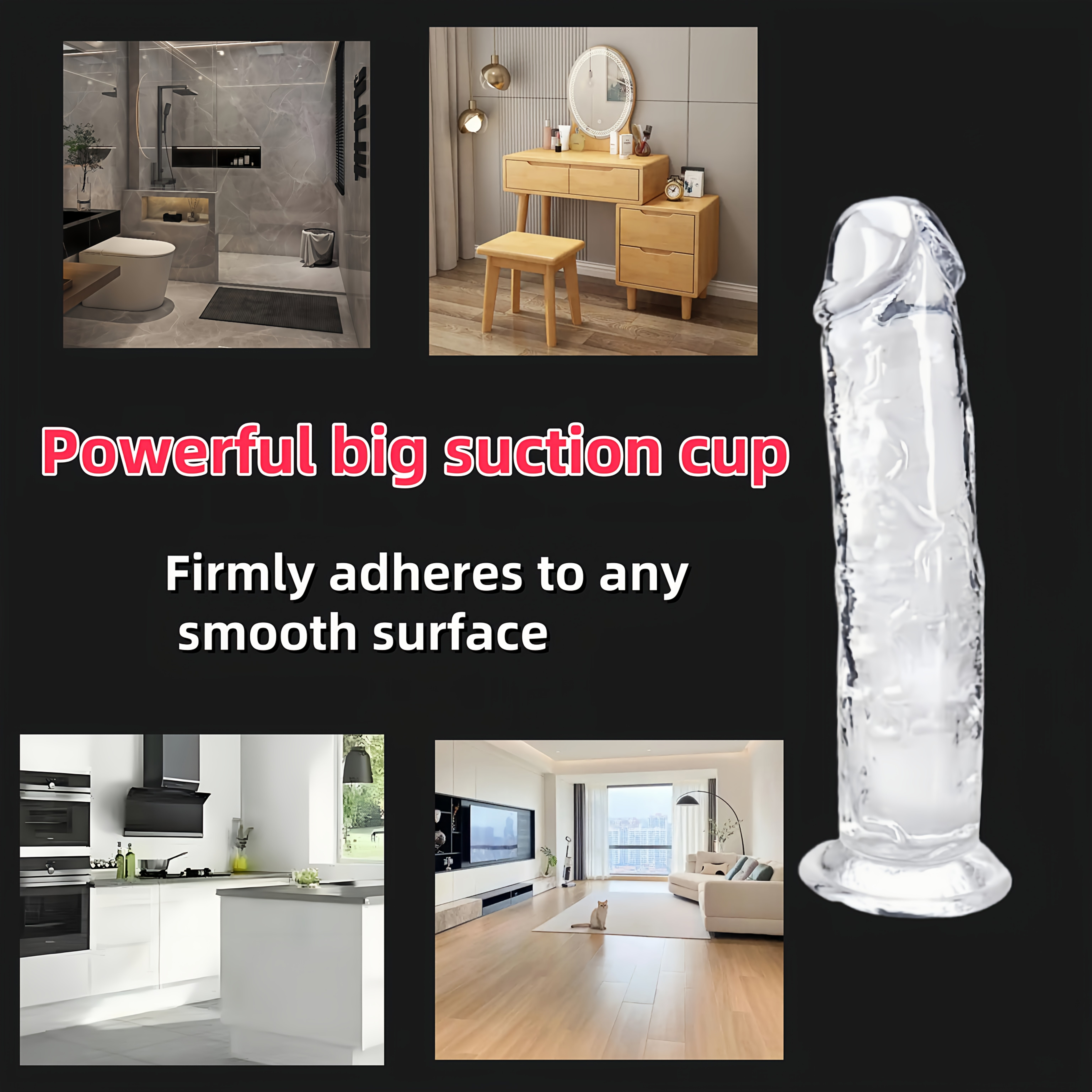 Dildo - 1pc Unisex Transparent Soft Bendable Lengthened Strong Suction Cup Dildo Male Manual Simulation Fake Dick Adult Sex Toy Valentine'S Day Gift Penis Stick Male SM Props Bedding Couple Bed Play - Image 2