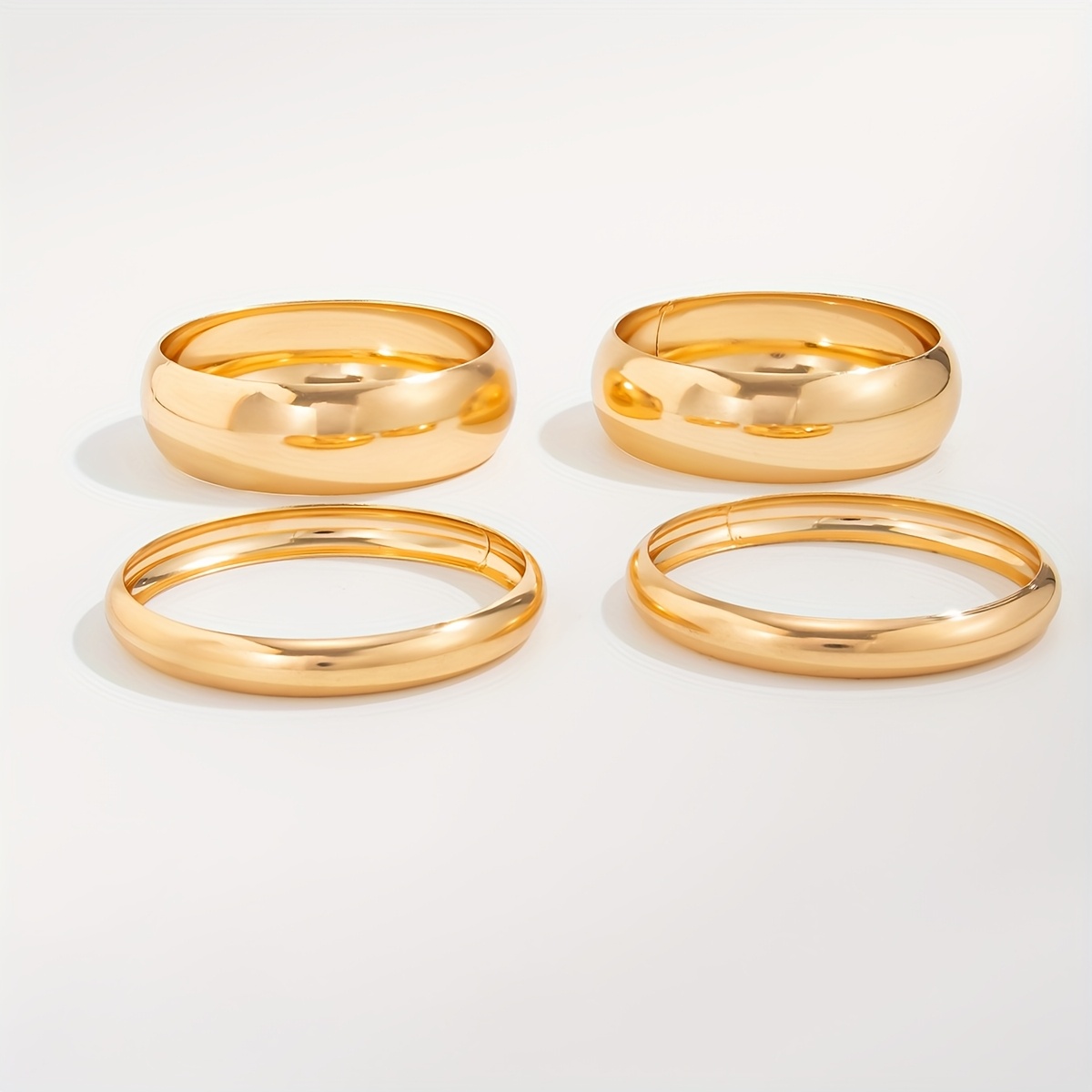 Set of 4 Festive Bangles Featuring a Chic Minimalist Design, Round Chunky Cuff Bracelets for Women, Stylish Vintage Wide Wrist Cuffs, Stackable Statement Bangles, Perfect Fashion Jewelry Gifts. - Image 4