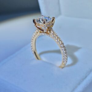 1pc Elegant 18K Golden Plated S925 Silver Moissanite Engagement Ring, Simple Style, Single Piece, Luxury Proposal Jewelry, Ideal for Daily Wear & Holiday Gifts