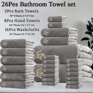 [Soft | Comfortable] 26pcs Coral Fleece Bathroom Towel Set | 16 Square + 8 Hand + 2 Bath Towels | Soft, Comfortable, Multiple Colors