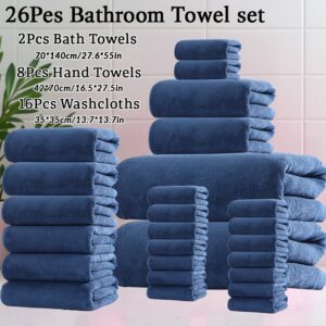 26pcs Solid Color Bath Towel Set, Includes 16 Washcloths + 8 Hand Towels + 2 Bath Towels, Coral Material, Multiple Colors Available, Soft and Comfortable, Highly Absorbent, Suitable for Gym, Bathroom Shower, Hotel, Etc., Face Towel Sinterklaas